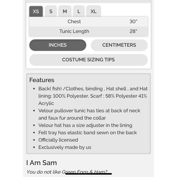 Sam I Am Size XS Child 3 piece Costume Halloween Dr Seuss Green Eggs Ham Kids - Picture 7 of 10